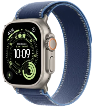 Apple Watch Ultra 3 GPS + Cellular 49mm Natural Titanium Case with Blue/Bright Blue Trail Loop - S/M,Model A3281