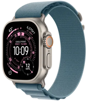 Apple Watch Ultra 3 GPS + Cellular 49mm Natural Titanium Case with Light Blue Alpine Loop - Small,Model A3281