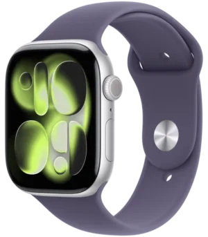 Apple Watch Series 11 GPS + Cellular 46mm Silver Aluminium Case with Purple Fog Sport Band - M/L,Model A3337