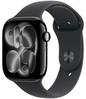 Apple Watch Series 11 GPS + Cellular 46mm Jet Black Aluminium Case with Black Sport Band - S/M,Model A3337