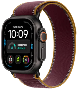 Apple Watch Ultra 4 GPS + Cellular 49mm Black Titanium Case with Burgundy Trail Loop - M/L, Model A3579