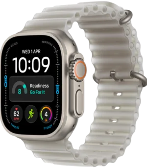 Apple Watch Ultra 4 GPS + Cellular 49mm Natural Titanium Case with Translucent Grey Ocean Band, Model A3579