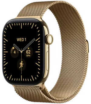 Apple Watch Series 12 GPS + Cellular 42mm Radiant Gold Titanium Case with Radiant Gold Milanese Loop, Model A3582