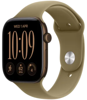 Apple Watch Series 12 GPS 42mm Dark Bronze Aluminium Case with Olive Sport Band - S/M, Model A3581