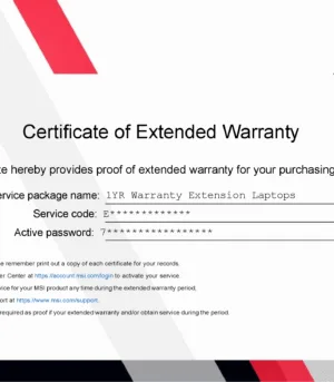 MSI WARRANTY EXTENSION/ 1+ YEAR EXTENSION