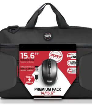 Port Premium Pack 14/15.6" Toploader Bag with Wireless Mouse Bundle